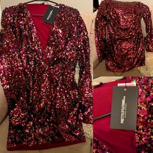 Burgundy 🔥PrettyLittleThingMini Dress size 10 🔥